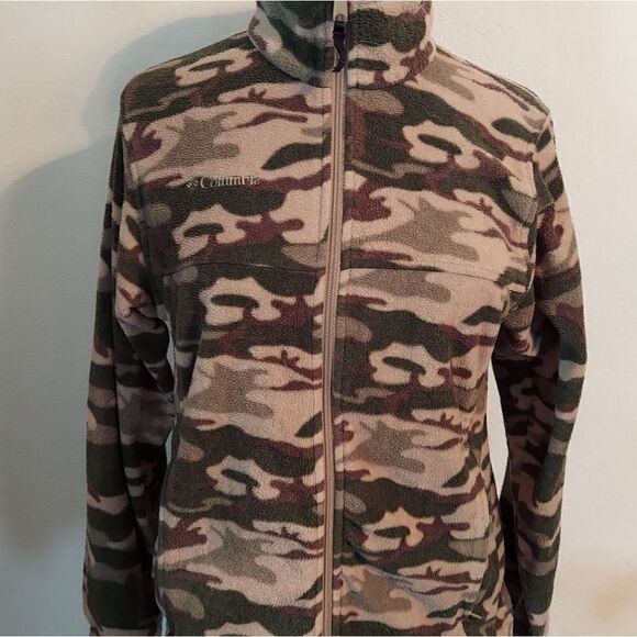 Columbia Fleece Camouflage Zip Up Jacket 14-16 - Picture 1 of 4